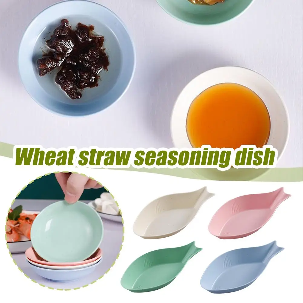 1pc Wheat Straw Seasoning Dish Household Kitchen Small Plate For Snacks Pickles Eco-friendly Dip Plate Pickles Saucer Bowl W0v8