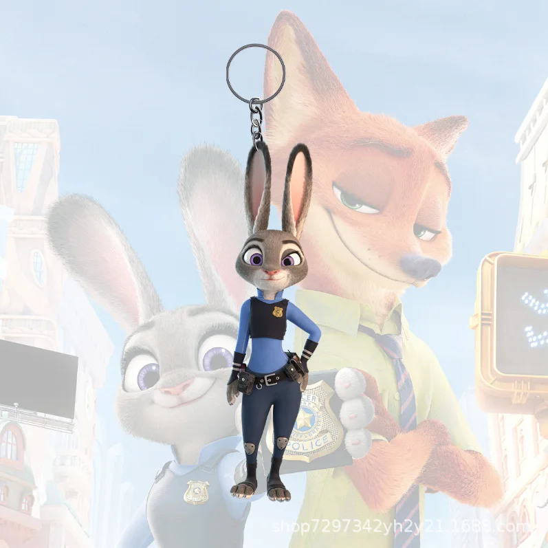 Zootopia keychains  animation peripherals cartoon peripheral acrylic  Judy the Fox and Rabbit for both men and women