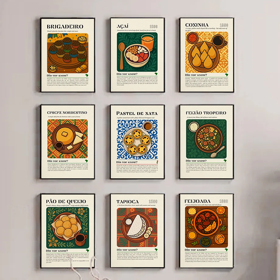 Colourful Kitchen World Food Posters Portuguese Custard Tart Chocolate Dessert Modern Prints Canvas Wall Picture Home Room Decor