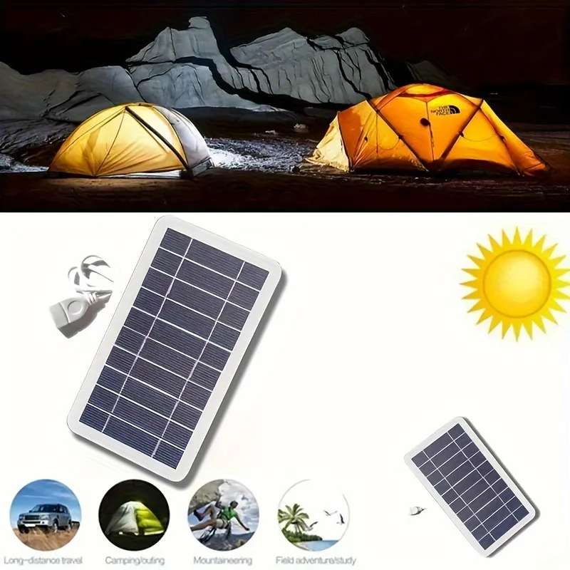 2W Portable Solar USB Charger With 0-0.4A Output For Outdoor Travel Power Banks Phones Flashlights Compact Photovoltaic Panel