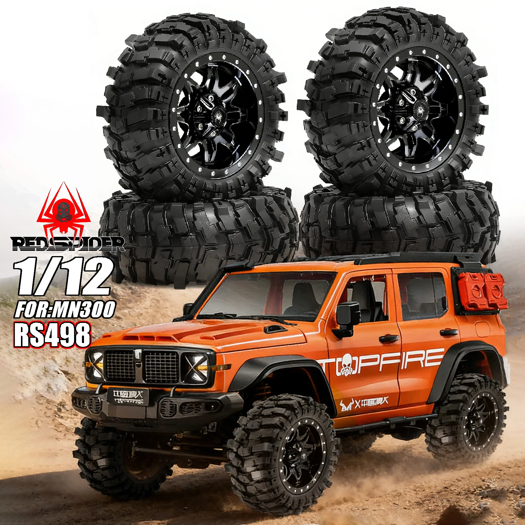 

RED SPIDER Metal 1.9 Beadlock Wheel Rim Tires Set Outer diameter 85mm (4Pcs) for /12 Crawler Car H12Y+ MN-128 MN-82S AXI03007