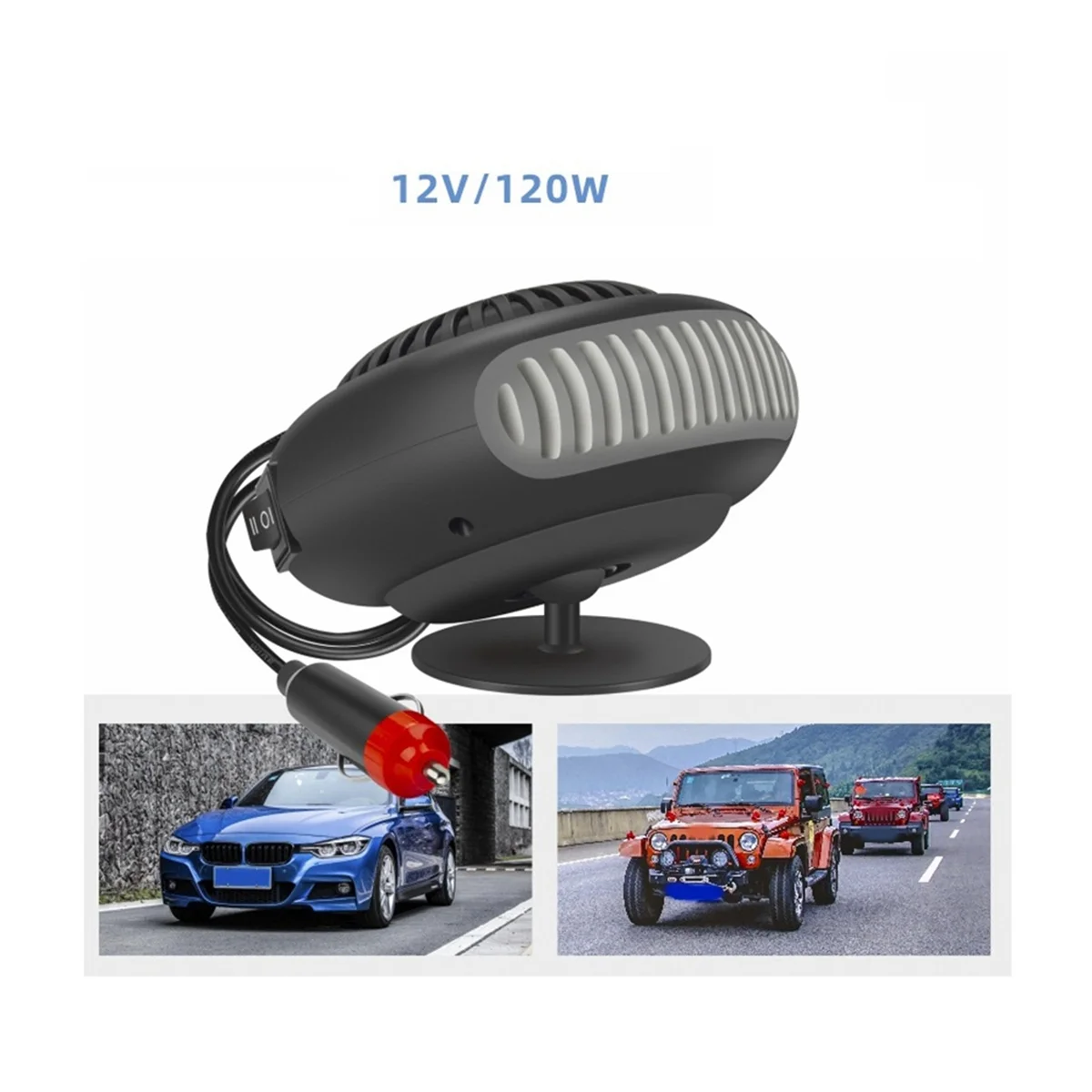 12V 120W Portable Auto Car Heater Defroster Demister Electric Heater Windshield 360 Degree Rotation Heating Cooling Fan