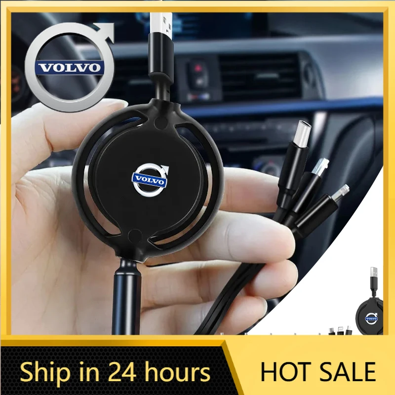 

2026 Новый зарядный кабель для эмблем Volvo 3 в 1 Micro USB Type C, мультизарядное устройство для Volvo V60 V40 XC90 S60 XC60 V50 V70 S90 XC40