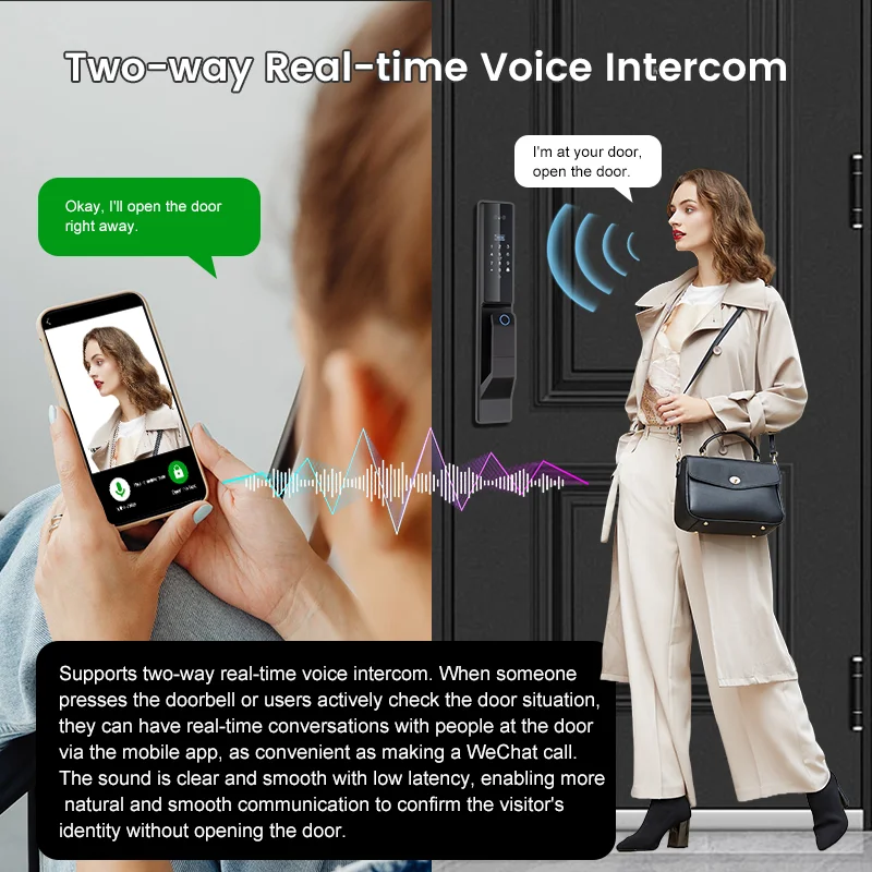 Waterproof Outdoor  Wifi  Alexa Voice Control Smart Door Lock Tuya APP 3D Face Recognition door lock with camera