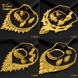 ANIID African Jewelry Set Dubai Gold Color 24K Luxury Bridal Earrings And Choker Set Wedding Ethiopian Jewelry Party Gifts