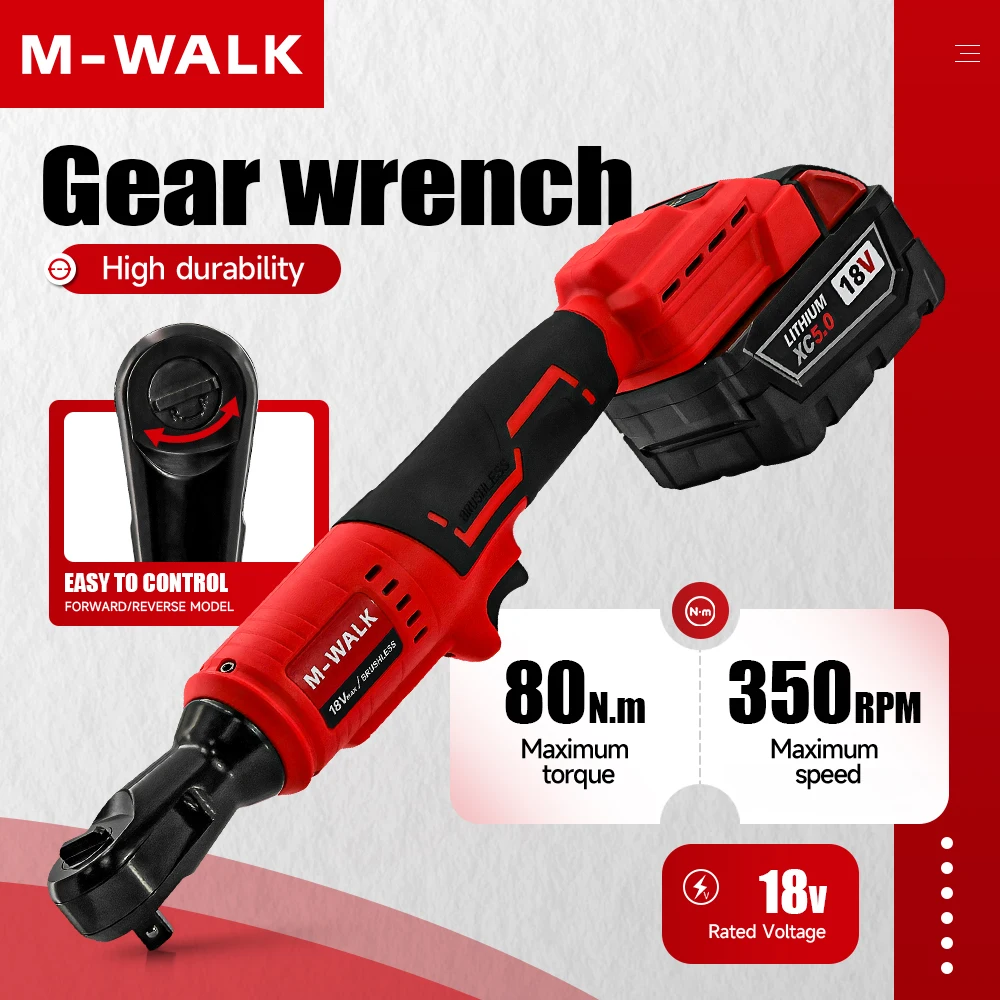 

Аккумуляторный угловой гайковерт M-WALK 3/8 (1/2) для разборки гаек, инструмент для обслуживания автомобилей, совместим с аккумуляторами M 18V