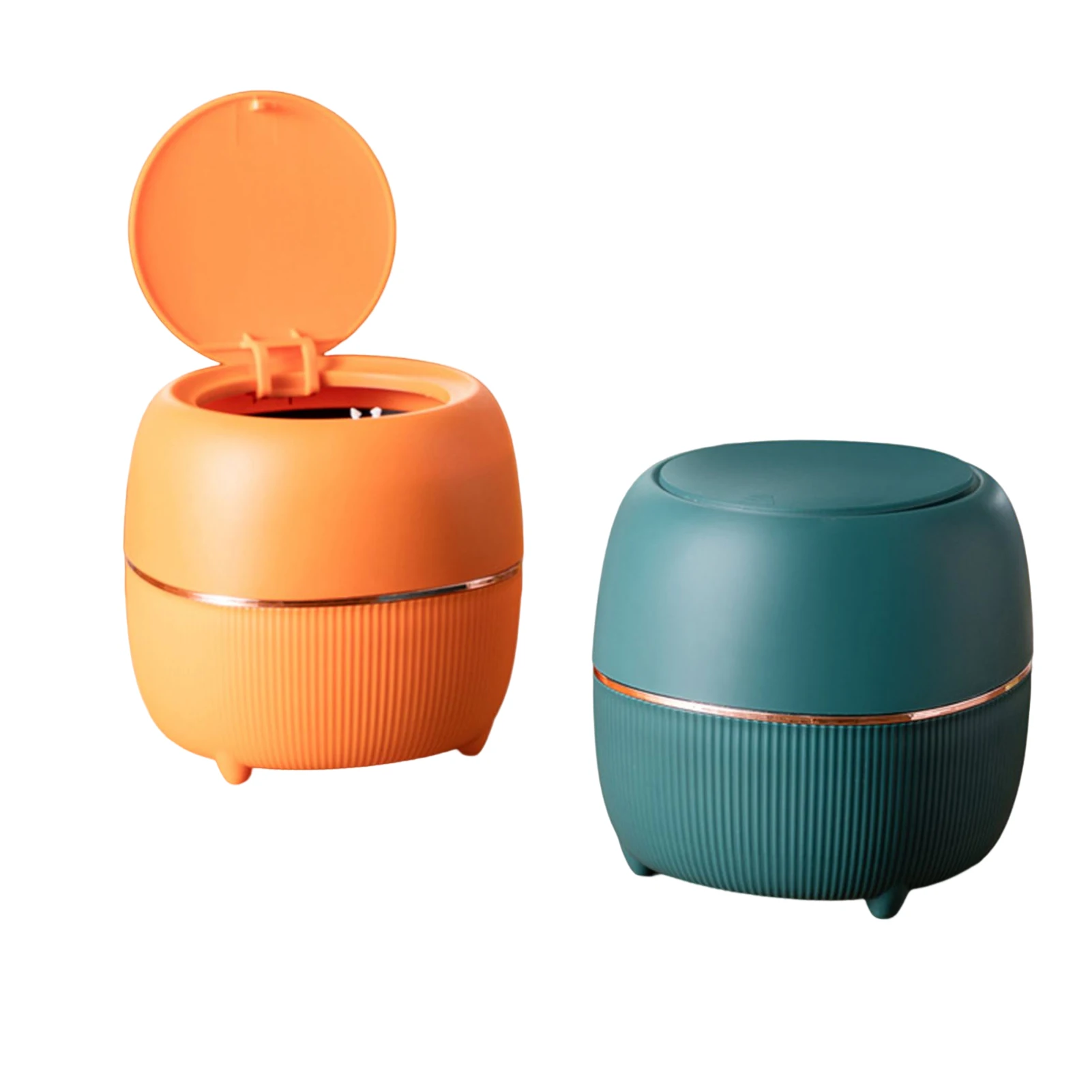 Small Trash Can Tube With Cover Mini Desk Lidded Waste Baskets for Dorms Classrooms KTV