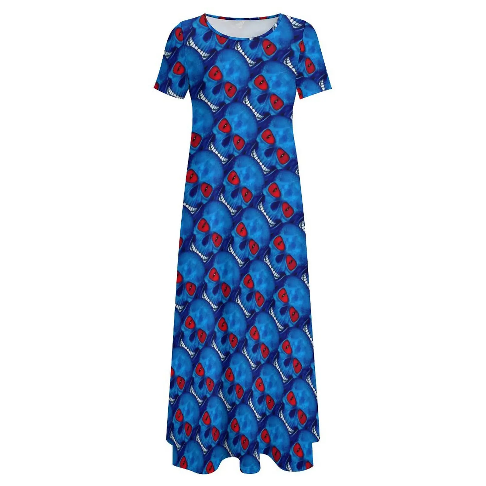 Abito con teschio di zucchero Rosso Bianco Blu Street Wear Boho Beach Abiti lunghi Abito lungo da donna alla moda di grandi dimensioni