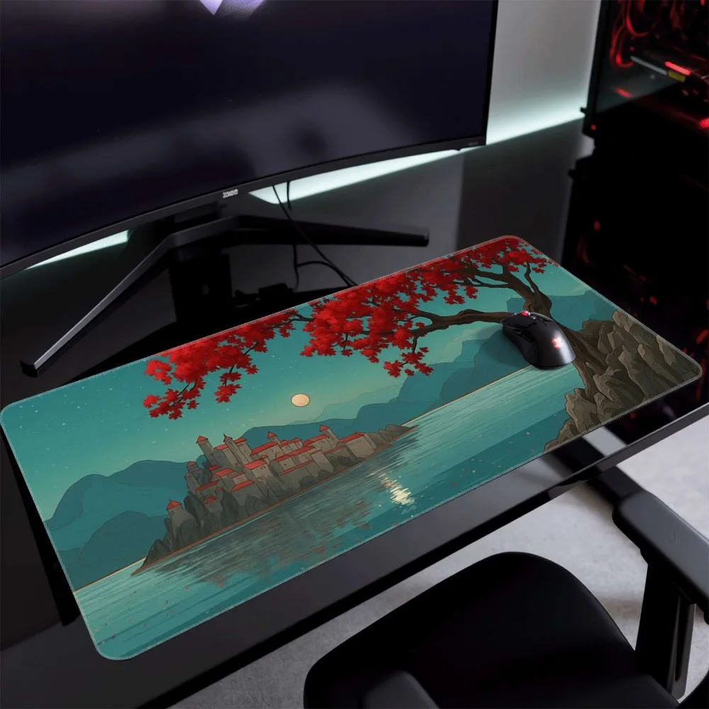 

Island Castle keyboard pad, table pad, computer mouse pad, desktop keyboard pad mouse pad grande teclado mecânico