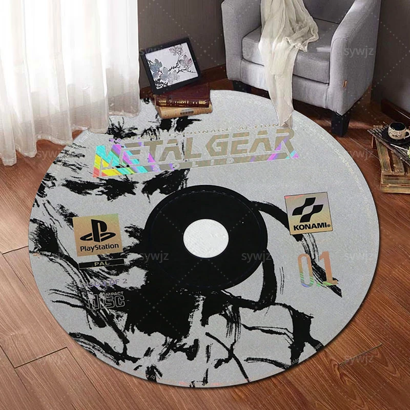 게임 CD 원형 카펫 목욕 매트, 거실 애니메이션 러그, 주방 카펫, 홈 데코 러그, 블랙 매트