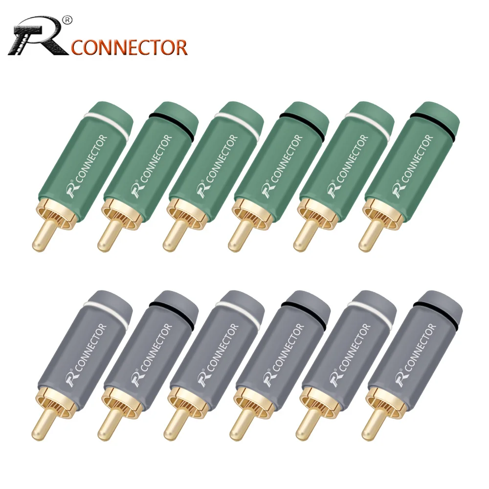 100pcs Copper RCA Connector Gold Plated with Aluminum Shell Soldering RCA Male Plug Speaker Jack Plug RCA Cable Wire Connector