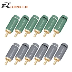 100pcs Copper RCA Connector Gold Plated with Aluminum Shell Soldering RCA Male Plug Speaker Jack Plug RCA Cable Wire Connector