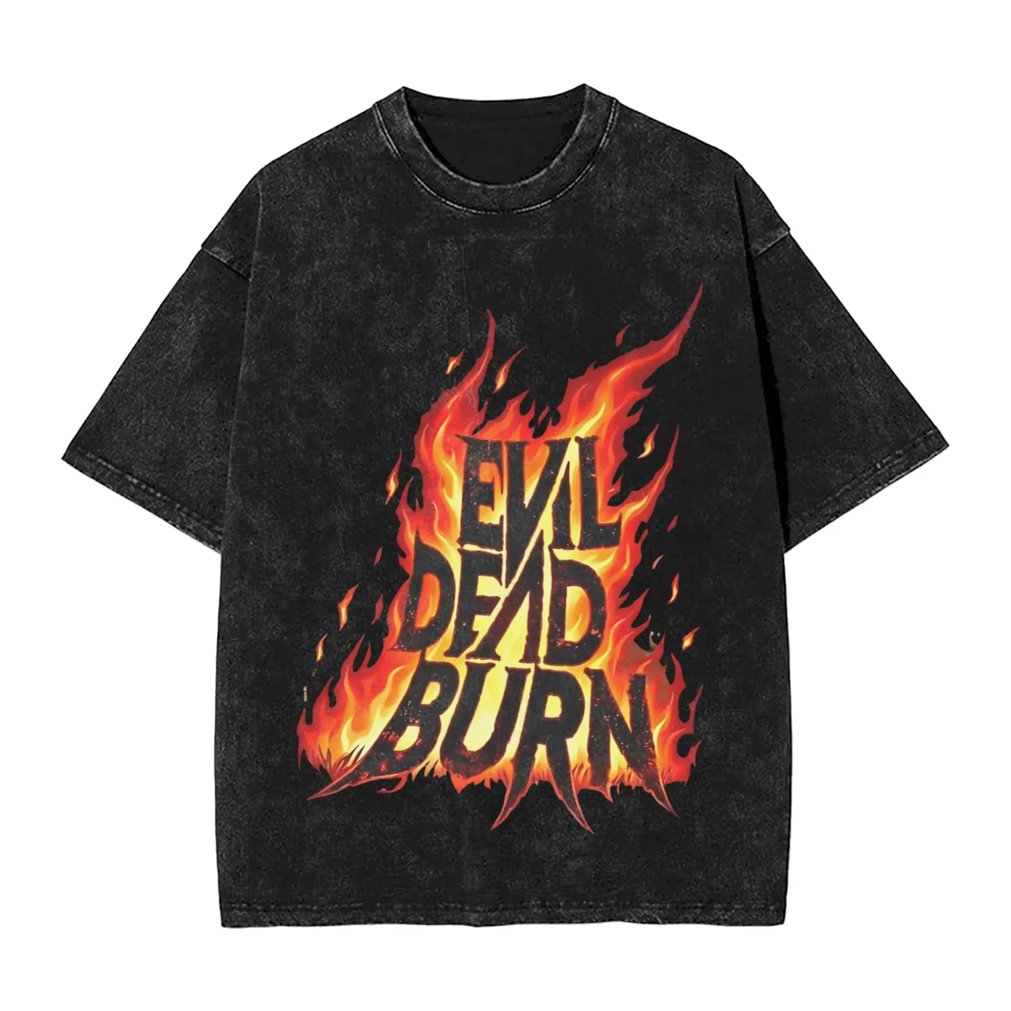 Harajuku Washed Shirt evil dead burn 2026 Merch Retro T-Shirts Oversize  Streetwear Cotton Summer Tees