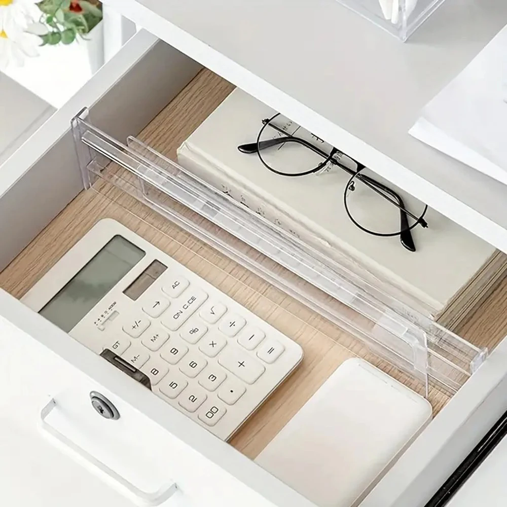 1PC Drawer Divider Free Combination Tableware Cosmetics Drawer Divider Transparent Plastic Storage Division Finishing