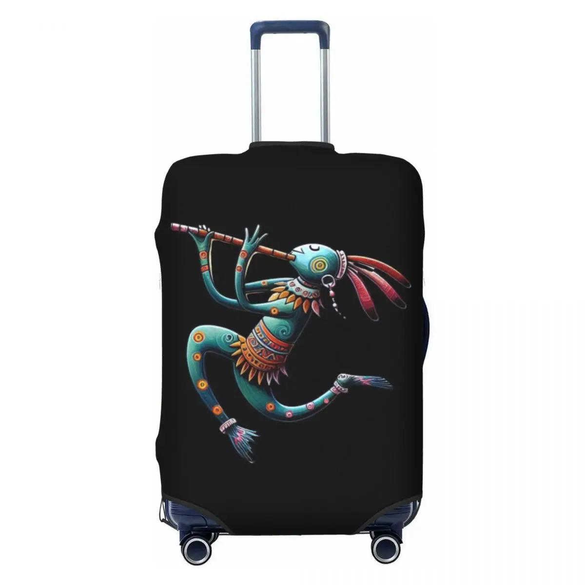 

Пользовательский африканский племенный индейский дорожный чехол для багажа Kokopelli, пылезащитный чехол для чемодана, подходит для 18-32 дюймов