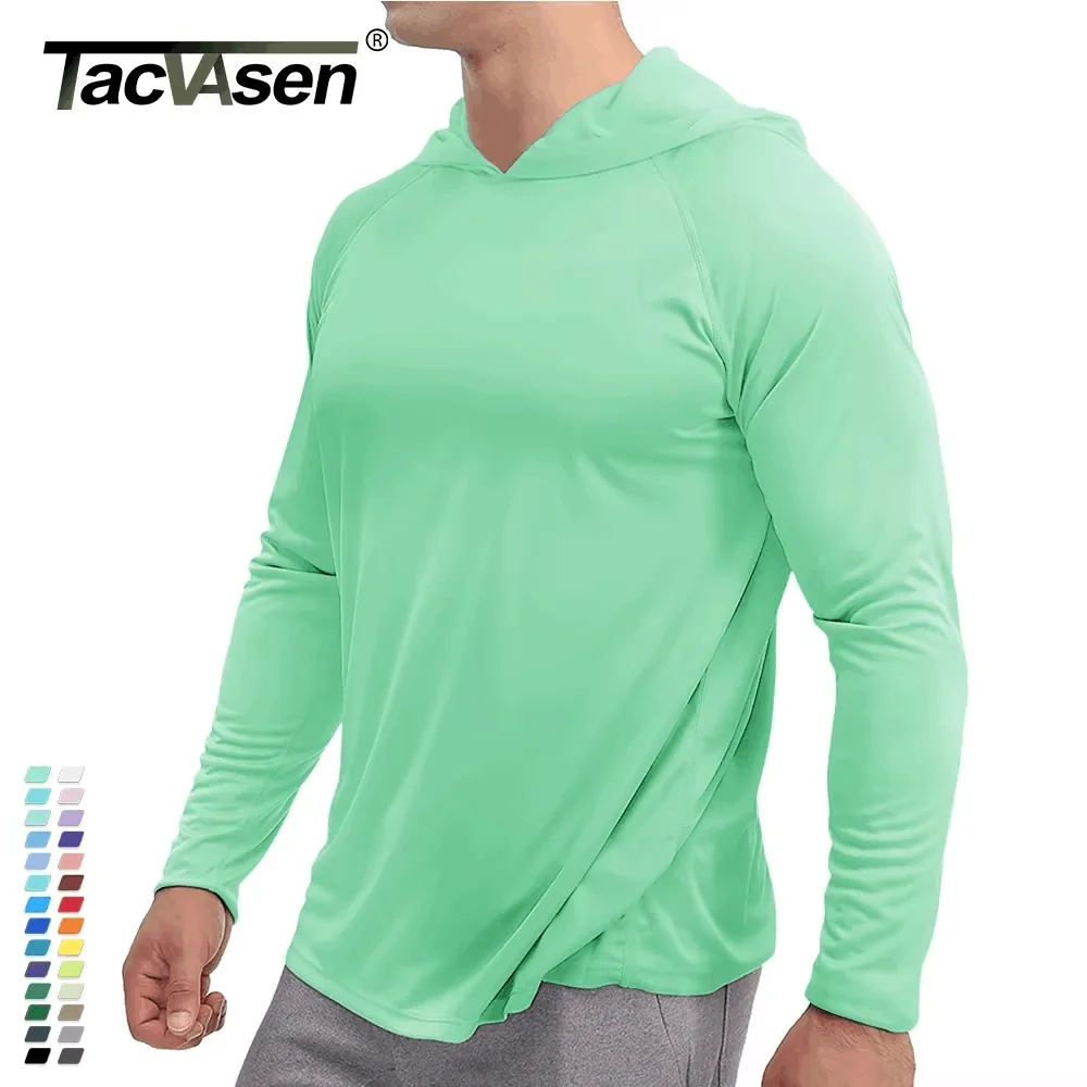 TACVASEN UPF 50+ Sun Protection T-Shirts Mens Long Sleeve Hoodie Casual Quick Dry T shirts Outdoor Hike Sports Run Pullover Tops