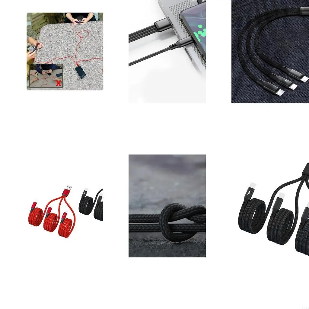 193A Multi Cable Braided Universal 3 in 1 Multiple USB Cable Charging Cord with Type-C Micro USB Port Connector