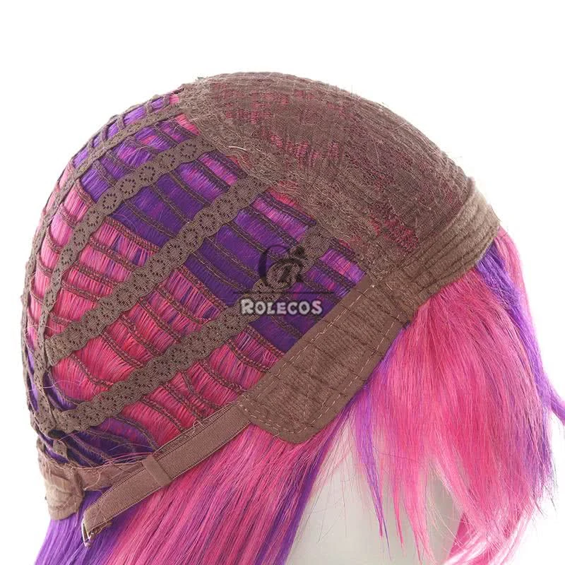 ROLECOS cheveux synthétiques jeu LOL Star gardiens Xayah Cosplay perruques Xayah Halloween 60 cm rose vif mixte violet perruque cheveux synthétiques