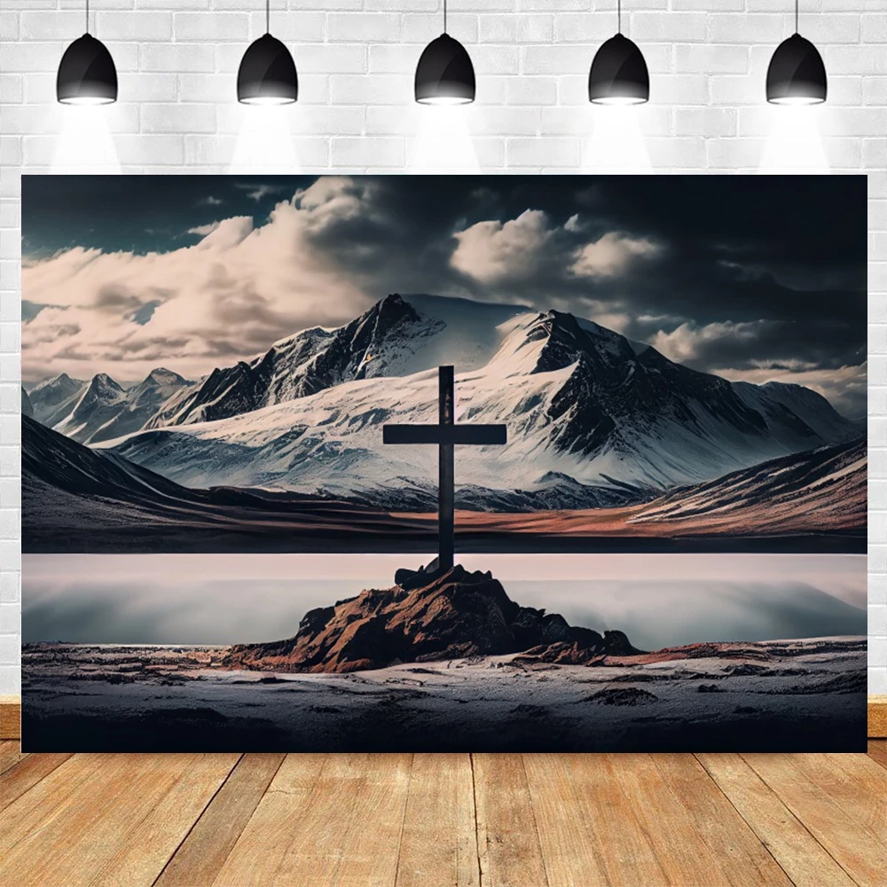 Jesus Christ Cross Photography Background Blue Sky Crucifix Thorns Pray Backdrop Belief Bible Church School Easter Photo Booth