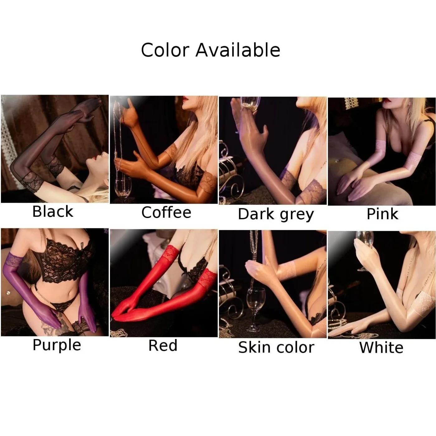 Long Sheer Lace Gloves Women Sexy Lingerie Glossy Seamless Mittens Finger Tight  Sex Underwear Sex Erotic Costume Fetishes Wear