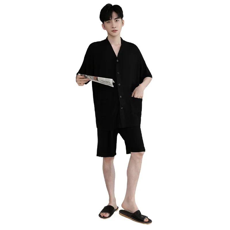 Sleepwear Men's Clothing Suits Summer Thin New Home Soft Simple Cozy Loose Slim Casual Temperament Casual Breathable Cool Mature