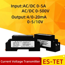 AC DC 전류 전압 송신기, 전원 공급 장치 전류 센서 변환기, AC/DC 0-10A 0-500V 입력 0/4-20mA 0-5/10V 출력 DC24V