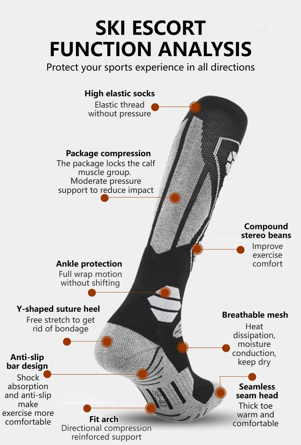 LOOGDEEL الشتاء في الهواء الطلق عالية أنبوب جوارب رياضية سميكة الحرارية امتصاص العرق جوارب طويلة إلى الركب للجنسين جوارب تزلج دافئة المضادة للانزلاق