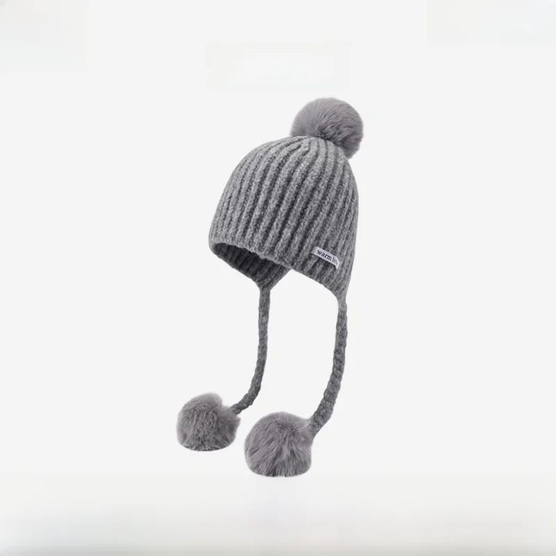ca4la-cute-knitted-ball-hat-women's-warm-winter-woolen-cap-ear-protection-youth-universal-knit-hat
