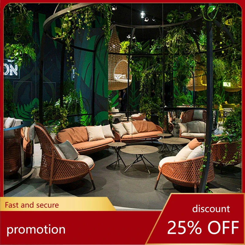 

HT outdoor rattan sofa courtyard rattan chair villa balcony garden leisure terrace sun room B & B