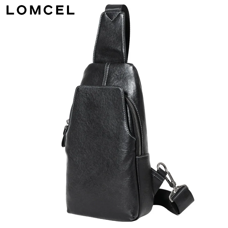 LOMCEL 19 Genuine leather men's shoulder bag, summer fashionable new model, top-grain cowhide men's cross-body bag trendy