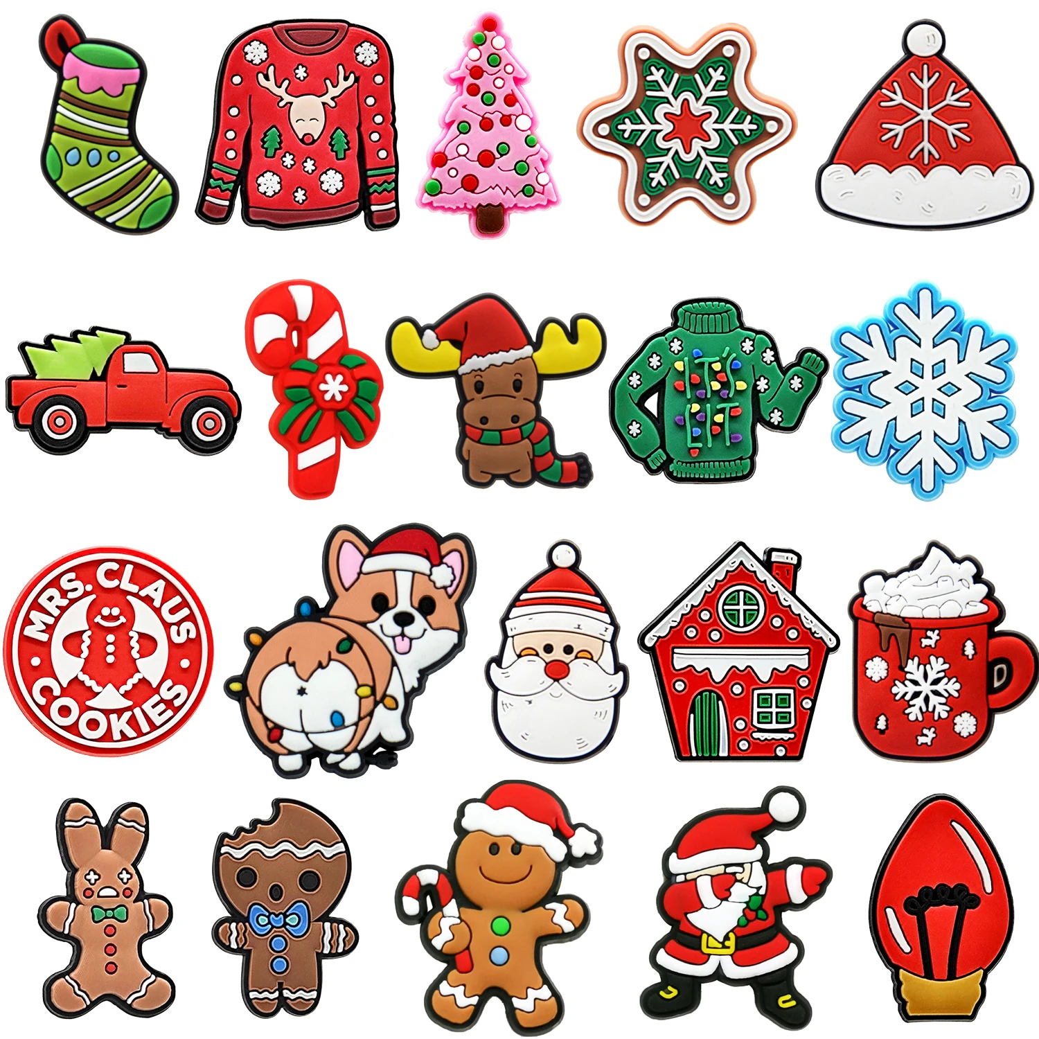 

1/20PCS Santa Claus Shoe Decoration for Sandals Christmas Gingerbread Man Shoe Accessories Charms Girls Kids Gift Fits All Clogs