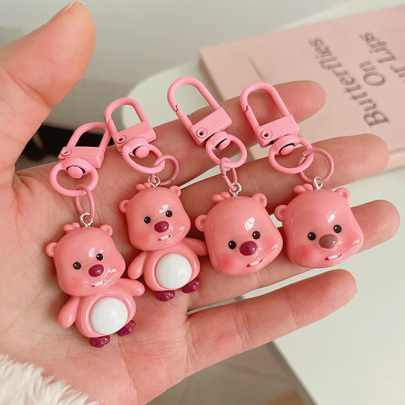 

Cute Pink Ruby Little Beaver Keychain Pendant Girl's Heart Bag Hanging Accessories Backpack Accessories Girlfriend Gifts