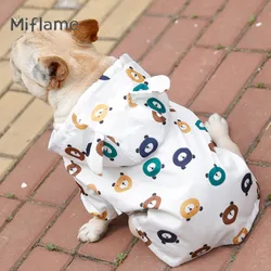 Miflame Cute Puppies Waterproof Raincoat French Bulldog Schnauzer Bear Print Pet Clothes Summer Thin Dog Coat Small Dog Raincoat