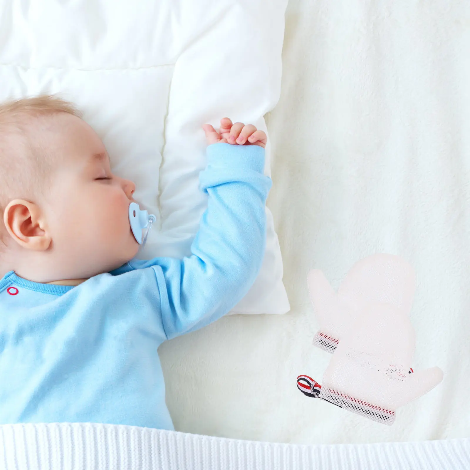 

Anti-scratch Face Hand Cover Gloves Kids Thumb Sucking Guard Baby Finger Protector M Size Random Color No Shrinkage Safe Mouth