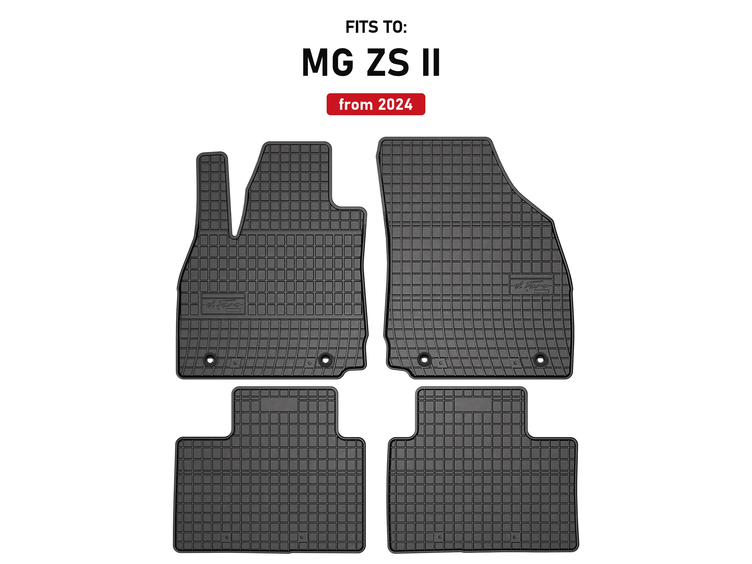 Zwarte rubberen automatten voor: MG ZS II 2024- crossover, hybride +