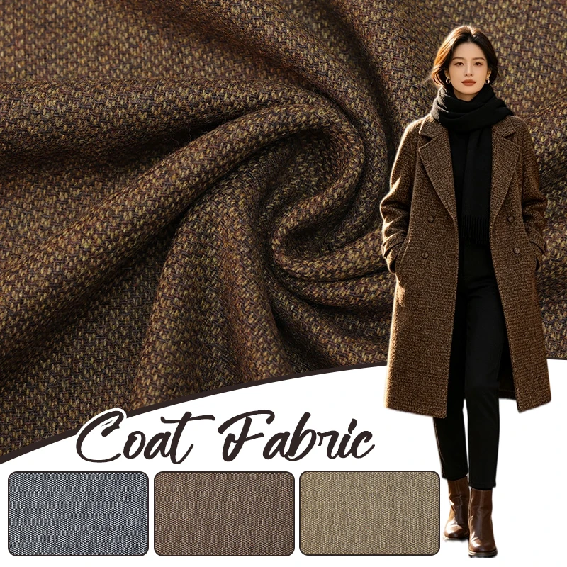 1m Tweed Wool Fabric Autumn Suit Coat Jacket Trousers Dress DIY Sewing Thick Textured Cloth Garment Handmade Materials