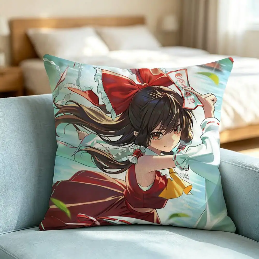 Touhou Project Reimu-Hakurei Square Double-Sided printed Pillow Case Bedroom Bedside Pillow Sofa Cushion Cover Gift