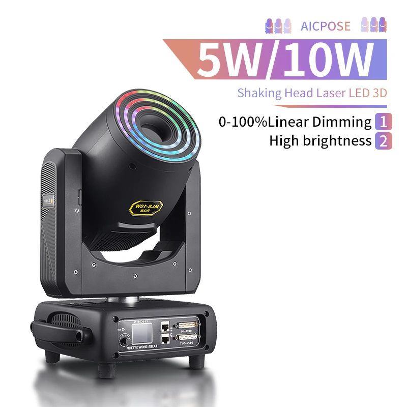 

5w 10W laser moving head + light strip RGB 3D aperture ring wedding Dmx DJ professional scanning stage lighting disco strong