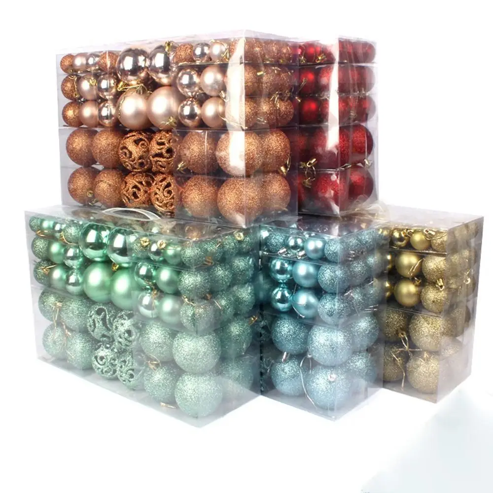

100PCS Fashion Plastic Christmas Ball Set 18 Colors Suspensable Xmas Ornament Ball 8cm Christmas Tree Balls Storefront