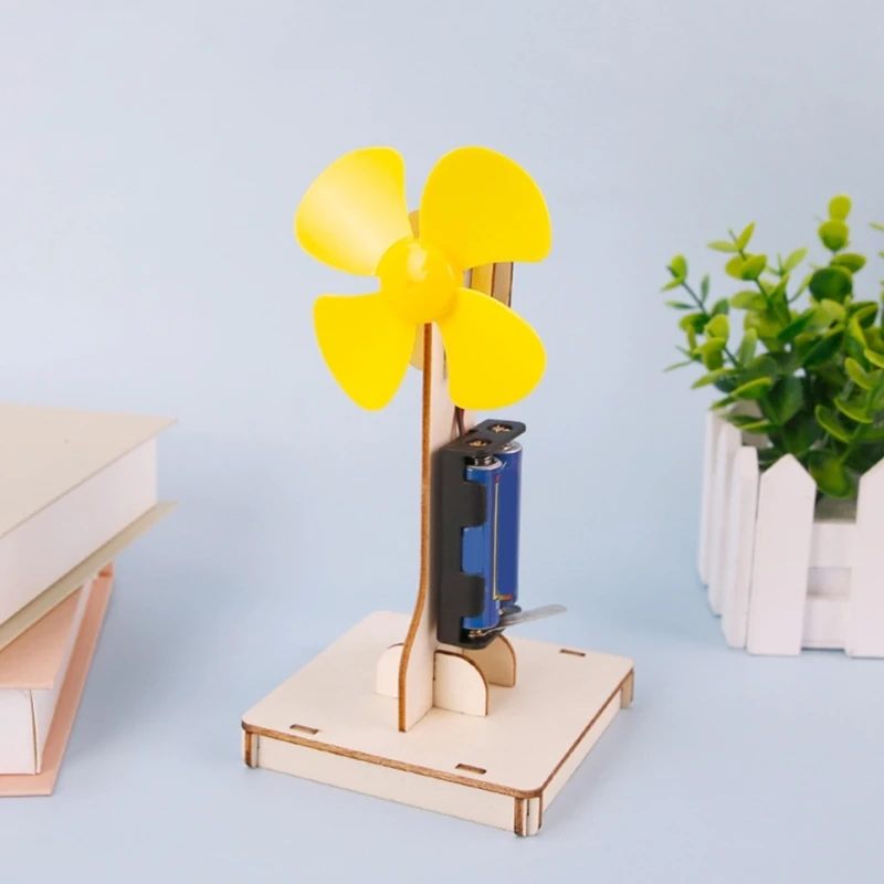 77JC Creative Wooden Fan Assembly Science Experiment Set Teach Basic Circuit Principles To Children Through Hands On Building