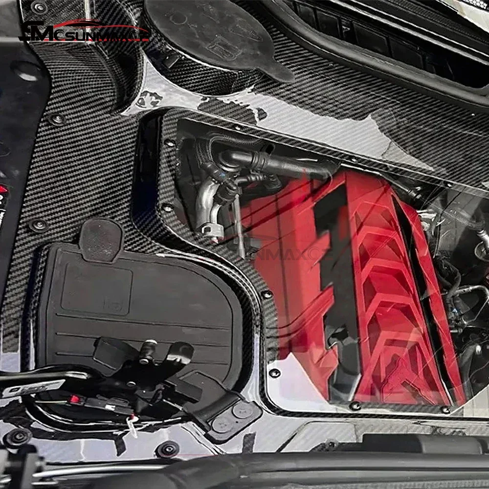 ل كورفيت C8 المكشوفة 2020 2021 2022 2023 2024 محرك الكربون الجاف الحقيقي خليج المحرك الخلفي غطاء المحرك اكسسوارات السيارات