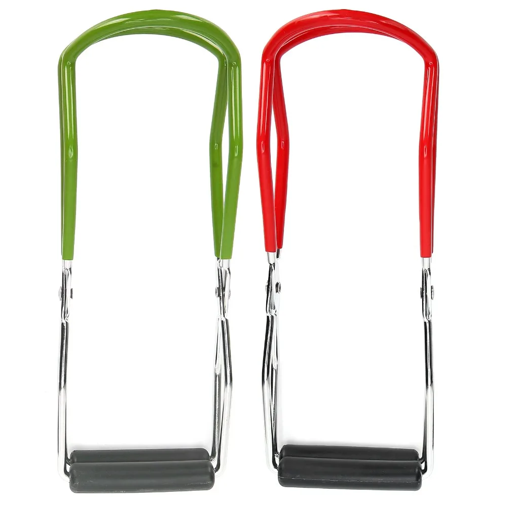 

2PCS Stainless Steel Canning Jar Lifter Non-slip Handle Lengthen Bend Foot Jar Lifter Tongs Heat Resistance Red/Green