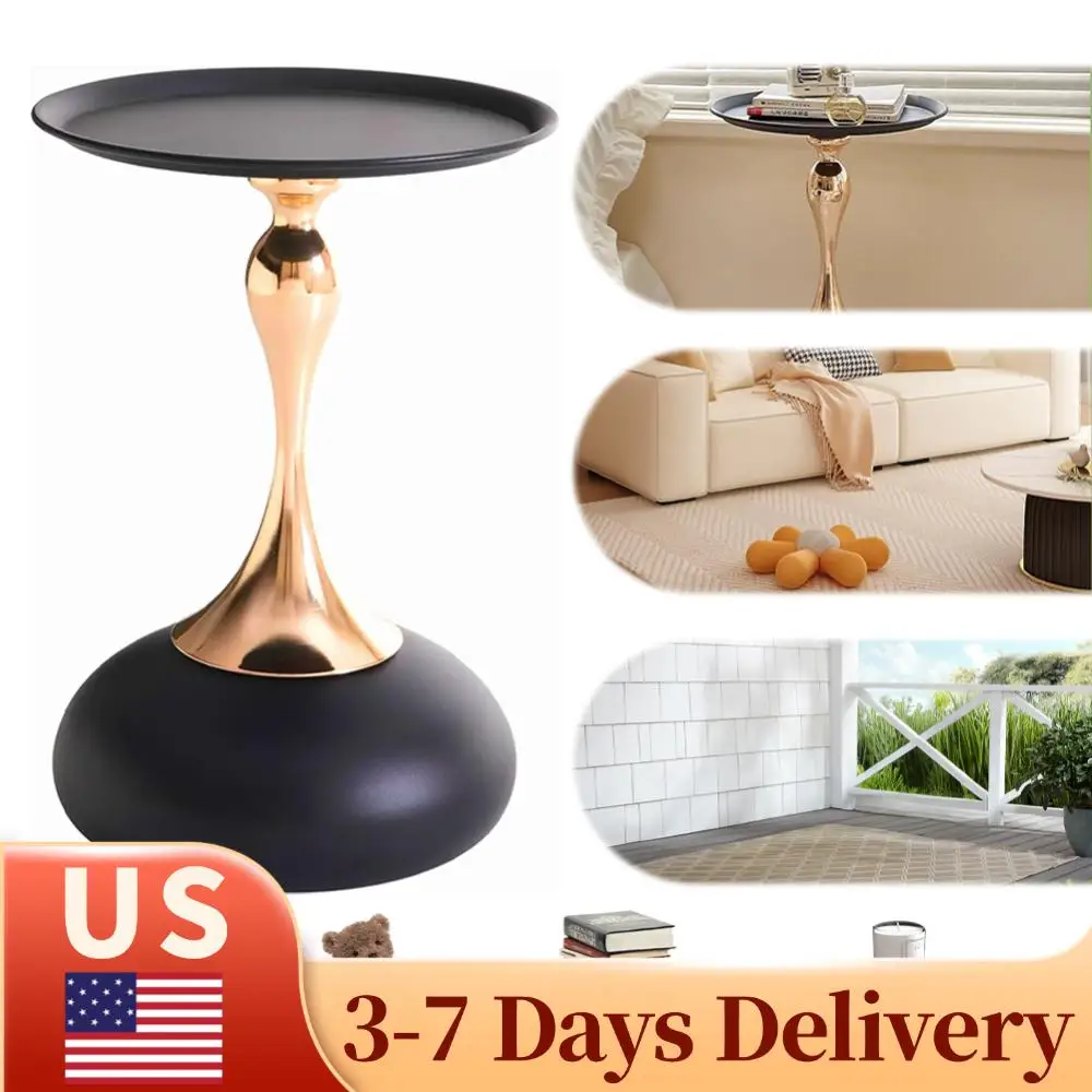 

Metal Base Corner Table Wear Resist Movable Tea Table Space Saving Black Modern Table for Living Room Decoration Furniture