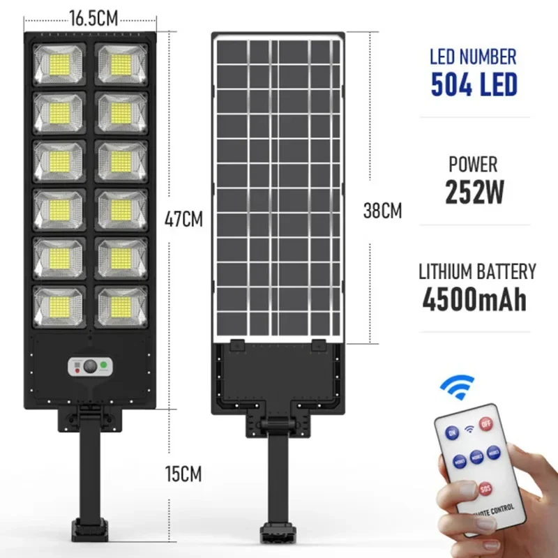 

Powerful Outdoor Solar Lights 12000 Lumens Lighting 504 LED Garden Lamp Solar Panel Lamps Waterproof Motion Sensor Street Light