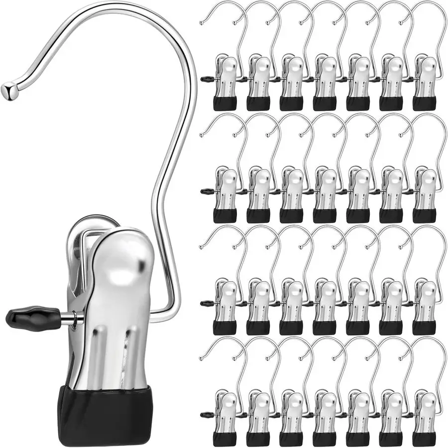 

Pcs Boot Hangers Clips Laundry Hooks Hanging Stainless Steel Clothes Pins Portable Clip Hangers for Closet Travel Socks Pants Ha