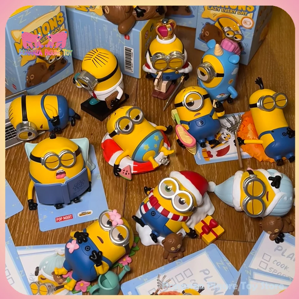 In Stock Original Popmart Minions Lazy Every Day Series Blind Box Kawaii Cure Figure Toy Collection Mystery Box Decor Kid Gift