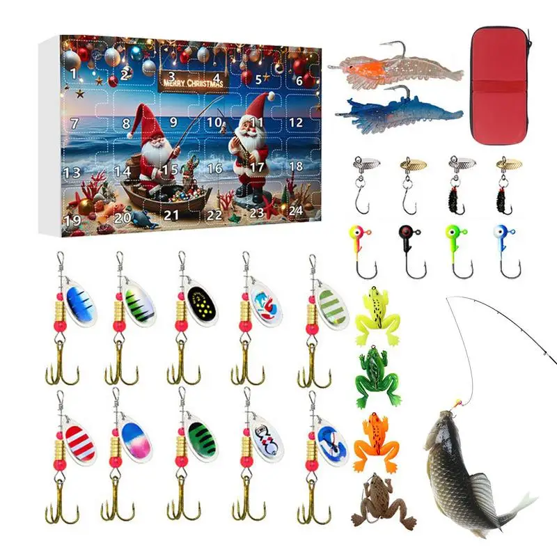 Fishing Tackle Advent Calendar 24 Day Christmas Advent Calendar Fishing Tackle Box Kit Creative Christmas Fishing Set Gifts