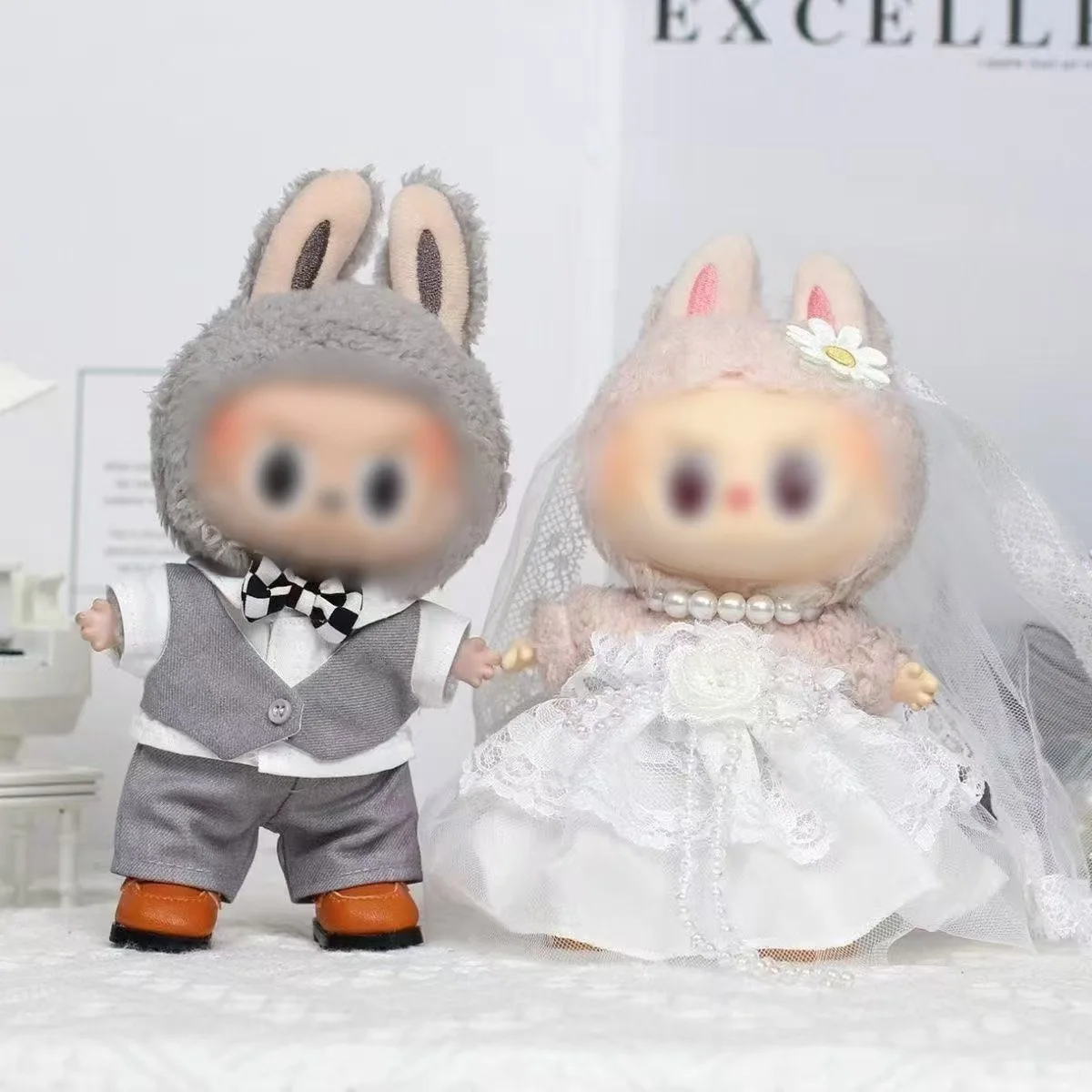 

17cm Labubu Doll Vest Wedding Dress Set 1st 2nd 3rd Gen Doll Clothes Outfit Labubu Clothing Accessories