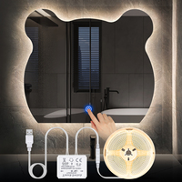 1M/3M/5M LED Bathroom Mirror Backlight Lighting USB 5V COB LED Strip Light Penetrable Mirror Touch Sensor Dimmer Vanity Lights