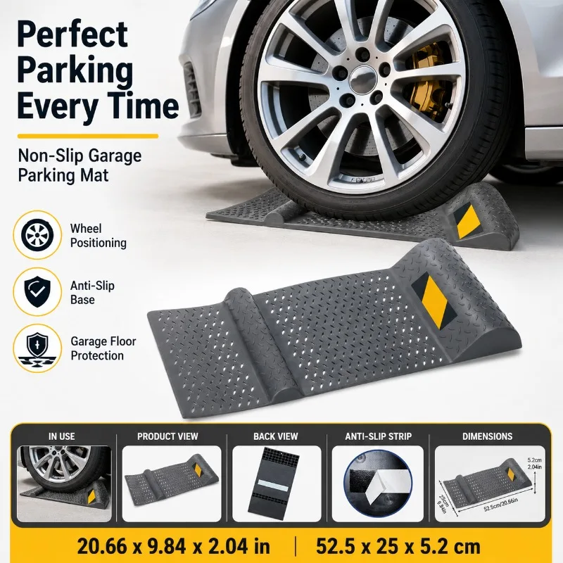 

Non-Slip Garage Car Parking Mat Auto Wheel Chock Positioning Stopper Pads Garage Parking Aid Auto Tire Plug Parking Accessories